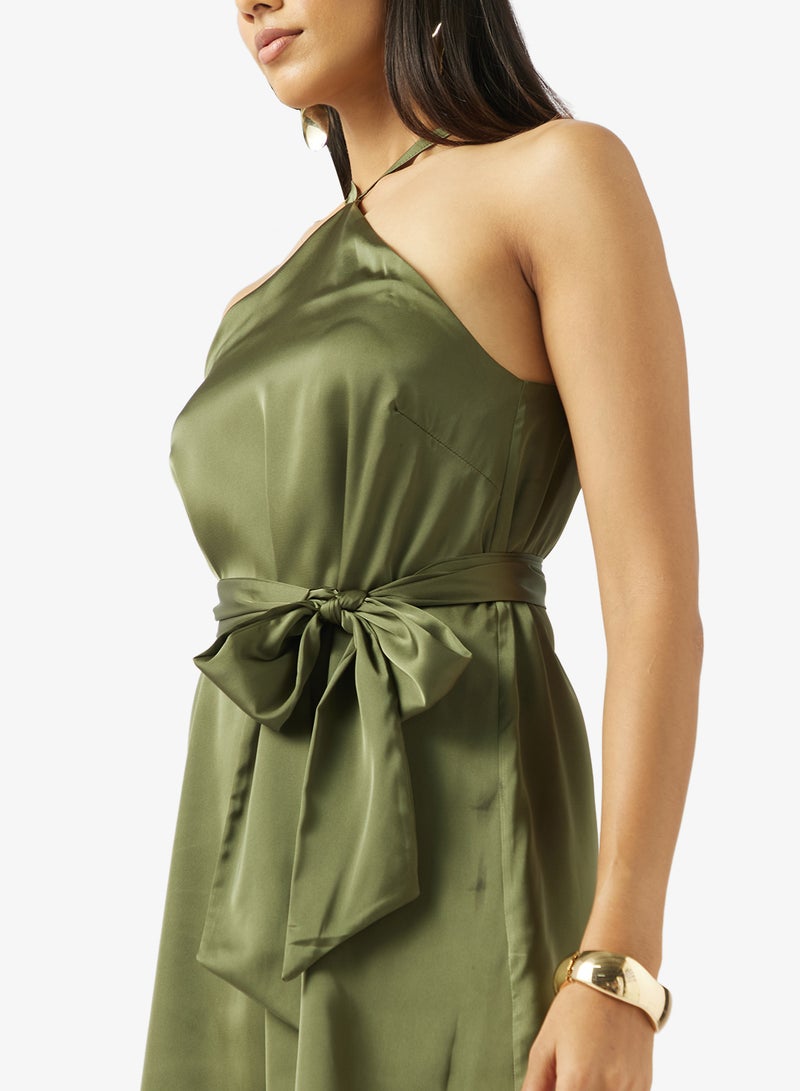 جديد روز فستان قصير بياقة هالتر - Image 3